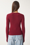 Women's Burgundy Stone 2 Pack Crew Neck Basic Knitted Blouse Cr00440 - 10