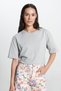 Crew Neck Gray Women's T-Shirt W241608035-Crew Neck T-Shirt - 3