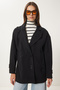 Women's Black Double Breasted Lapel Cashmere Coat Dd01342 - 3