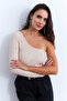 Women's Cream Stone Single Sleeve Crop Blouse Hol2 - 6