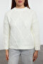 Ecru Wide Fit Soft Textured Knitwear Sweater Twoaw23Kz01373 - 3