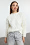Ecru Wide Fit Soft Textured Knitwear Sweater Twoaw23Kz01373