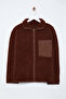 Winter Essentials Kahverengi Kalın Polar Fermuarlı Cepli Örme Hırka/Sweatshirt TWOAW24SW00071 - 6