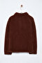 Winter Essentials Kahverengi Kalın Polar Fermuarlı Cepli Örme Hırka/Sweatshirt TWOAW24SW00071 - 7