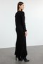 Black Skirt Frill Ribbed Knitwear Dress Tctaw25Eb00016 - 5