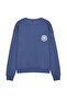 Indigo Oversize/Geniş Kesim Çiçek Nakışlı İçi Polar/Sıcak Tutan Sweatshirt TMNAW24SW00012 - 10