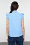 Blue Shoulder and Collar Embroidery Detailed Woven Shirt TWOSS22GO0234 - 5
