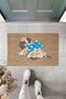 Multi-Purpose Digital Printing Pug Indoor and Outdoor Doormat with Brown Blue Ribbon