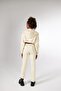 High Waist Straight Cut Shirred Mixed Sweatpants Beige - 4
