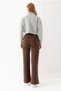 Women's Brown High Waist Shaping / Sculpting Front Ribbed Modal Fabric Wide Leg Pants Leggings - 8