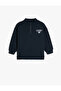 Dark Blue Boy's High Neck Sweatshirt