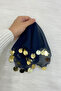 Navy Blue Gold Chiffon Halay Handkerchief 10 Pieces, Bride Groom Wedding Henna Circumcision Engagement Bride - 2