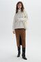 Brown Faux Suede Midi Skirt