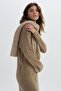 Brown Long Ripped Patterned Knitwear Dress - 2