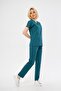 Petrol Green Stretch Fabric Unisex Batwing Sleeve Doctor and Nurse Uniform Scrubs Surgical Hospital Uniform - 5