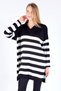 Black Striped Ribbed Knitwear Tunic 5335 - 4