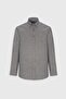 Men's Gray Slim Fit Narrow Cut Button Collar 100% Cotton Oxford Shirt - 6