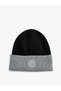 Color Block Layered Beret with Label Detail