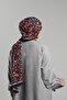 Burgundy Patterned Shawl Cut Fiber Digital Printed Cottony Floral 202113_16 - 5
