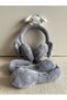Gray Color Children's Headphones with Moving Ears, Cute Face, Plush and Sound
