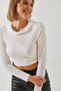 Women's White Hooded Candy Fabric Crop Blouse 60351281 - 3