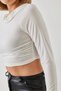 Women's White Hooded Candy Fabric Crop Blouse 60351281 - 5