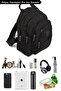 Black Unisex Crinkle Fabric Multi-Compartment Backpack Daily Multi-Pocket Water Resistant - 4
