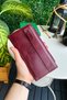 Mannu - Elite Serie Real Leather Long Wallet with Hand Band, Claret Red and Coin Compartment - 7