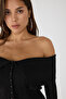 Open Shoulder Button Detailed Knitwear Top - 3
