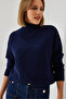 Women's Navy Blue Turtleneck Knitwear Sweater 20246916 - 5