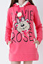 Pink Young Girl Teddy Bear Print Hooded Cotton Sweatshirt - 2