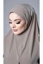 Beige Practical Ready-made Interlocking Hijab Scarf Sandy Fabric Slit Plain Hijab 2310_12 - 4