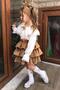 Girls' Lace Embellished Ruffled Top with Ruffled Brown Skirt Set - 4