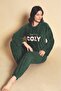 Women's Crew Neck Ribbed Terry Welsoft Pajama Set Plush Winter