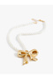 Steel Blended Pearl Choker Necklace and Bow - 2