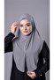 Gray Practical Ready-made Interlocking Hijab Scarf Sandy Fabric Slit Plain Hijab 2310_15 - 2