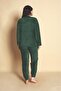 Women's Crew Neck Ribbed Terry Welsoft Pajama Set Plush Winter - 3