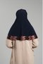 Navy Blue Practical Ready-To-Wear Hijab Scarf Sandy Colored Patterned Mesh 2401_02 - 3