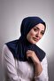 Navy Blue Practical Ready-made Interlocking Hijab Scarf Sandy Fabric with Snaps at the Back 2101_02