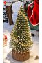 3 Pieces 10 cm Snow Effect Small Christmas Tree - Decorative Pine Tree with Gold Ball Ornaments T-333 - 2