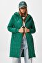 Women's Sporty Hooded Quilted Green Coat