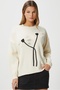 Women's Miranda Floral Detail Ecru Knitwear Sweater