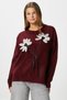 Women's Miranda Floral Detail Claret Red Knitwear Sweater - 3