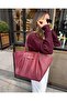 Burgundy Textured Oversize Daily Bag - 2