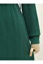 Belted Stand Collar Lycra Long Dress - Emerald - 4
