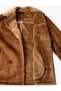 Suede Look Jacket Double Breasted Plush Inside Collar Buttoned Pocket - 6