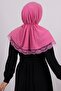 Pink Practical Ready-made Interlocking Hijab Scarf Viscose Fabric with Snap Fasteners Lace 2105_04 - 3