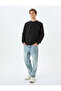 Basic Crew Neck Sweatshirt with Cotton Blend - 2