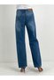 Women's Jeans Rhinestone High Waist Loose Palazzo Blue Jeans - 3