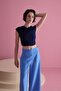 Women's Navy Blue Zero Sleeve Blouse with Tie Detail